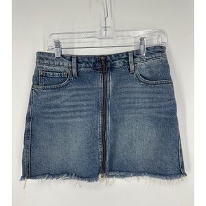 We The Free 100% Cotton Full Zipper Closure Raw Hem denim boho Mini Skirt